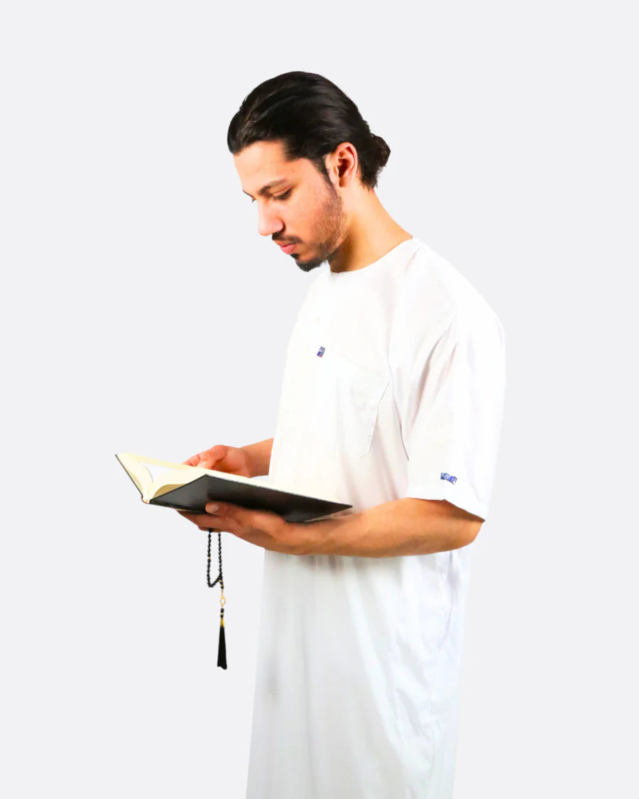 Qamis Ikaf satiné - manches courtes