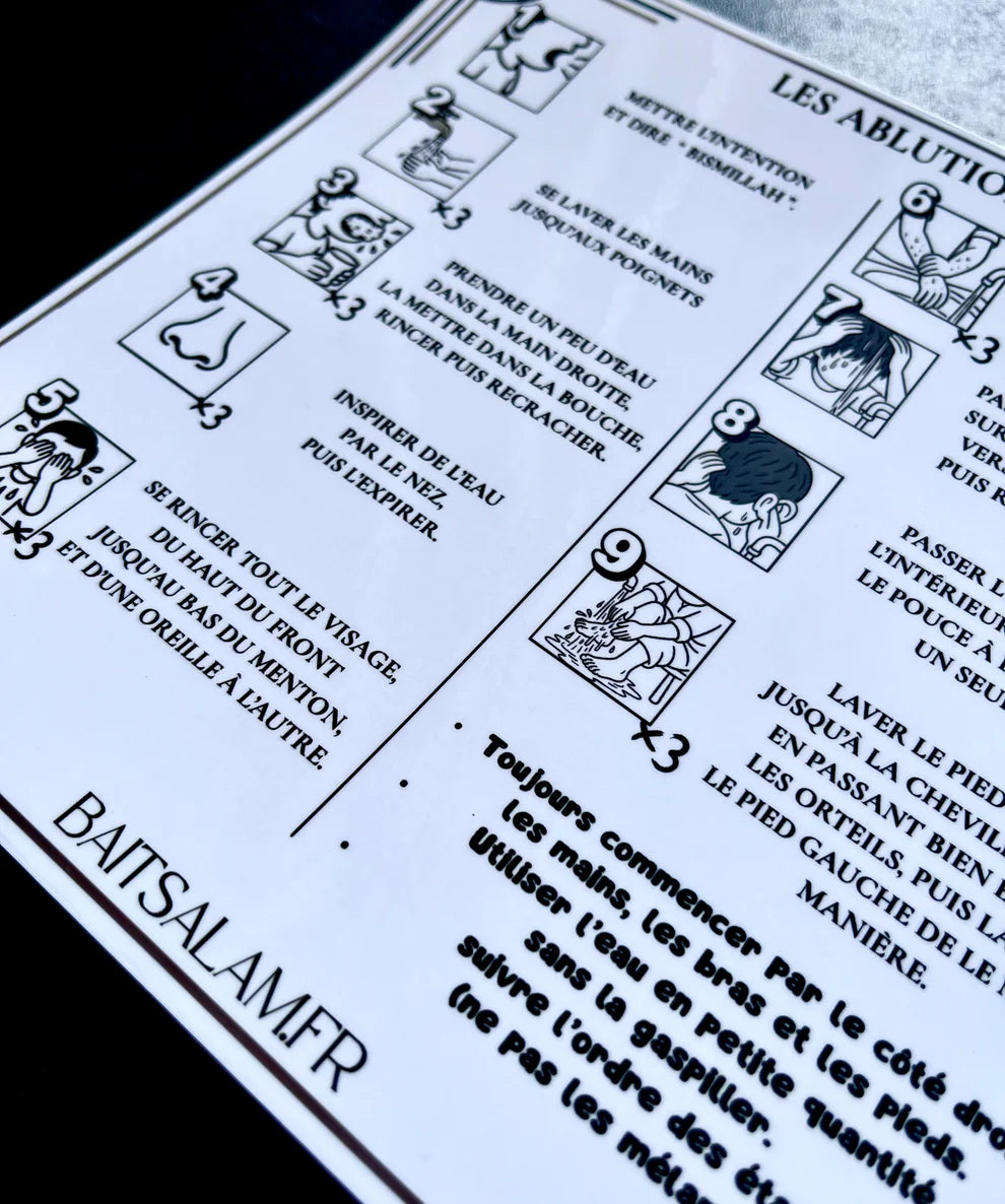 Sticker transparent pour apprendre les ablutions
