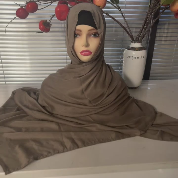 Hijab Femme en Coton Rayonne – Écharpe Large 190×85 cm, Style Turban et Bandeau, Voile Uni Modale